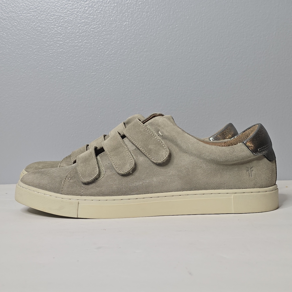 Frye Taupe Ivy Suede Velcro Strap Low Sneakers